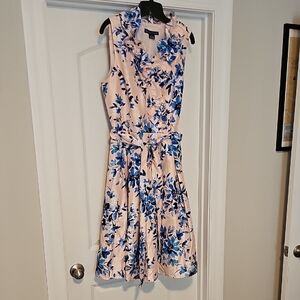 Jessica Howard Pink Floral Midi Dress with Blue Print